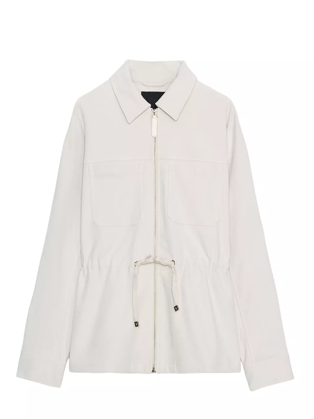 Zara Drawstring Waist Zip Front Jacket